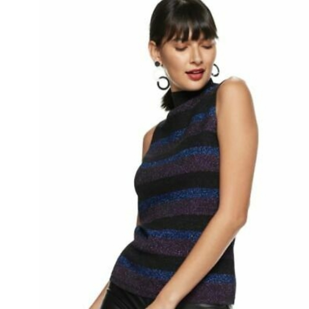 ❤ Nine West Mockneck Fitted Sleeveless Sweater